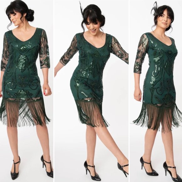 💃 Unique Vintage Sequin Margaux Fringe Dress NWT 🎉HOST PICK✨ - Picture 14 of 16